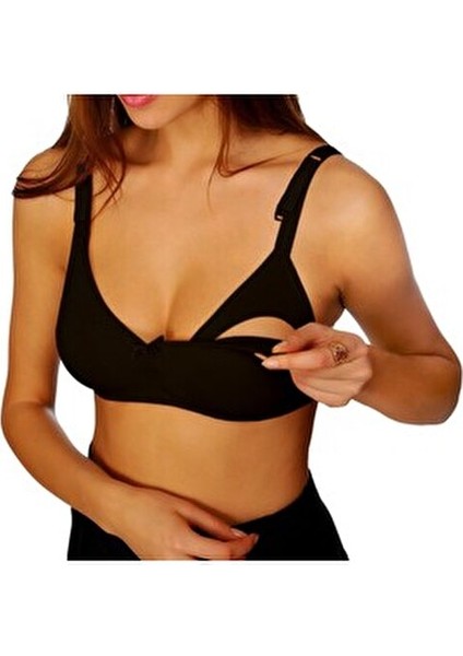 Emzirme Sütyeni Siyah Düz Desen Nefes Alabilir Kumaş 90 Beden fiyatları