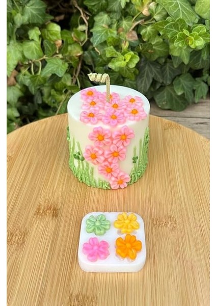 Concept Beş Yapraklı Yonca Çiçek Dörtlü Mum Kalıbı Silikon Renkli Modern Tasarım fiyatları