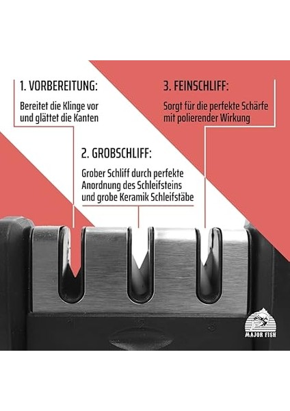Fish Manuel Bıçak Bileyici, Mutfak Bıçağı, 3 Kademeli Bileyici, Kaba Bileme ve Ince Bileme Için, Tungsten ve Seramik fırsatları