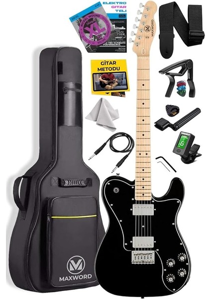 TLX-60BK Telecaster Maple Klavye Hh Profesyonel Elektro Gitar