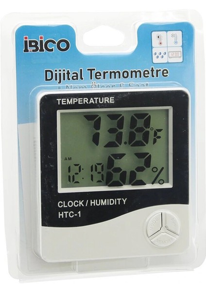 DİJİTAL SAAT - SICAKLIK - NEM ÖLÇER PİLLİ (4887)