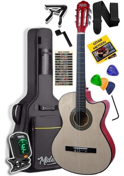 CG-390NT-XBAG Klasik Gitar 4/4 Sap Ayarlı Kesik Kasa (Çanta Tuner Askı Capo Metod Pena)