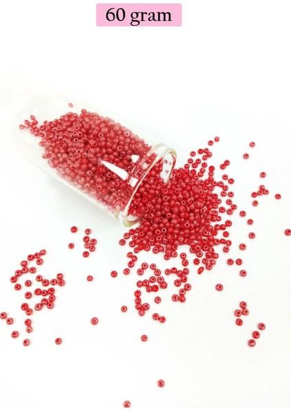 Dökme Cam Kum Boncuk (11/0) 2 mm - 60 Gram - Kırmızı - BNC039