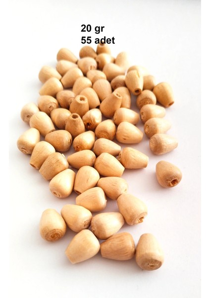 20 Gr (55 Adet) Ahşap Boncuk 12 mm boy x 10 mm en Doğal Ahşap Makrome El İşi Çanta