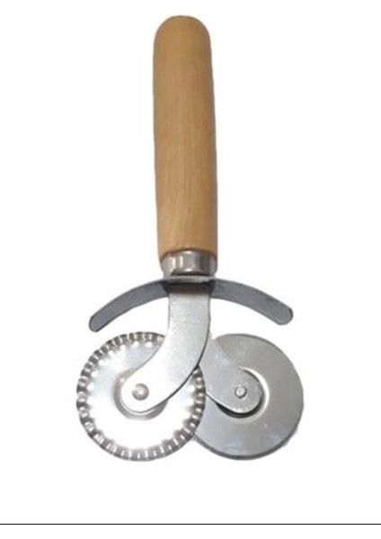 Ahşap Saplı Pizza ve Hamur Ruleti Kesici 2'li -676