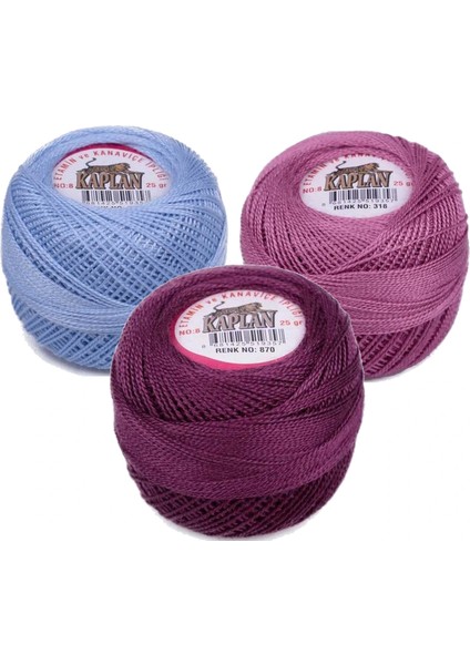 3 Adet Kaplan Etamin Ve Kanaviçe İpi 8 No Kod/Renk: 799 - 318 - 870 -