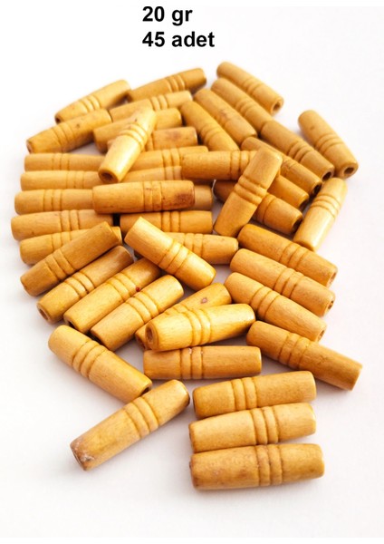 20 Gr (45 Adet) Ahşap Boncuk 25 mm boy x 10 mm en Doğal Ahşap Makrome El İşi Çanta