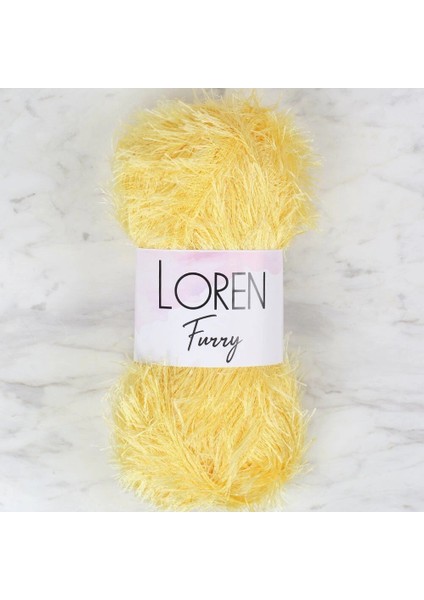 Loren Furry Sarı El Örgü Ipi - RF048 - 34059