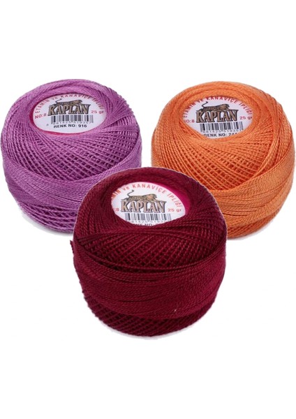 3 Adet Kaplan Etamin Ve Kanaviçe İpi 8 No Kod/Renk: 916 - 244 - 902 -