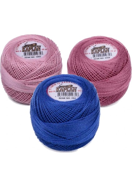 3 Adet Kaplan Etamin Ve Kanaviçe İpi 8 No Kod/Renk: 1002 - 3350 - 204 -