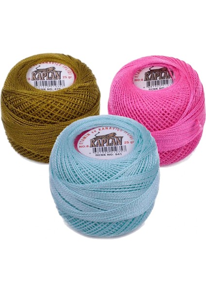 3 Adet Kaplan Etamin Ve Kanaviçe İpi 8 No Kod/Renk: 470 - 111 - 941 -