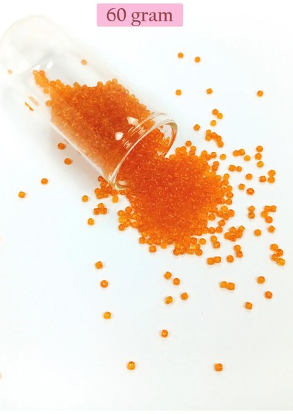 Dökme Cam Kum Boncuk (11/0) 2 mm - 60 Gram - Şeffaf Turuncu - BNC051