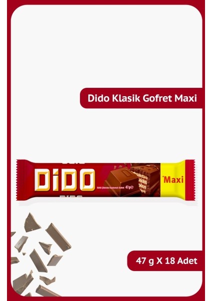 Dido Klasik Maxi - Sütlü Çikolata Kaplamalı Gofret - 47 Gram - 18 Adet