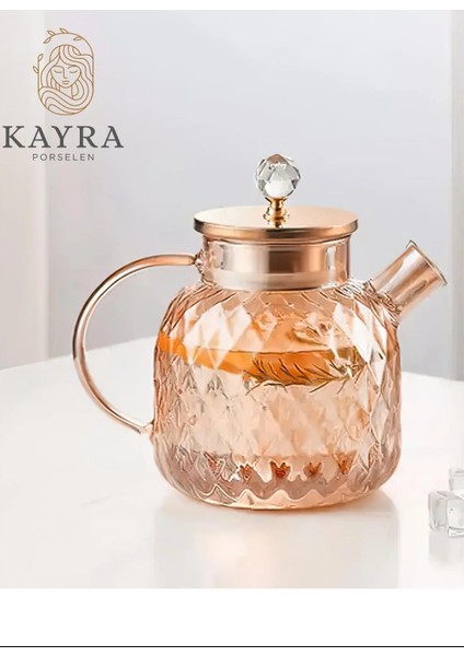 Kabartmalı Borosilikat Cam Demlik 1000ml -CM-2006