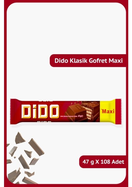 Dido Klasik Maxi - Sütlü Çikolata Kaplamalı Gofret - 47 Gram - 108 Adet