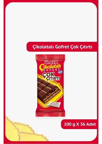 Çikolatalı Gofret Çok Çıtırtı-Sütlü Çikolata Kaplamalı Fındıklı Kremalı GOFRET-100 Gram-36 Adet