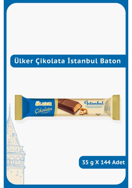 Çikolata Istanbul Baton-Fındıklı Dolgulu, Çıtır Kadayıflı ve Baklavalı Çikolata-35 GRAM-144 Adet