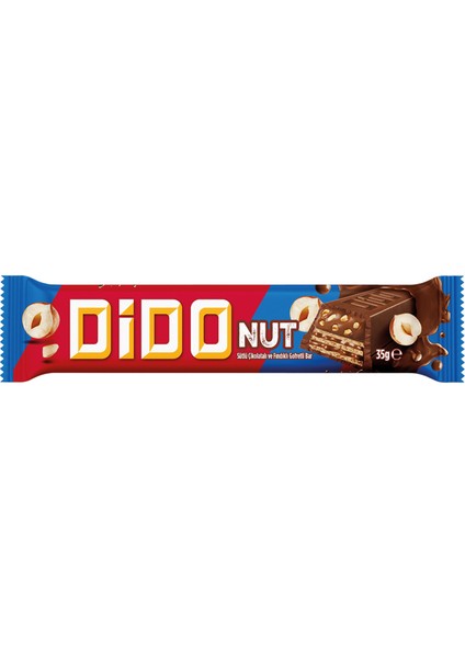 Dido Nut - Sütlü Çikolatalı ve Fındıklı Gofretli Bar - 35 Gram - 24 Adet