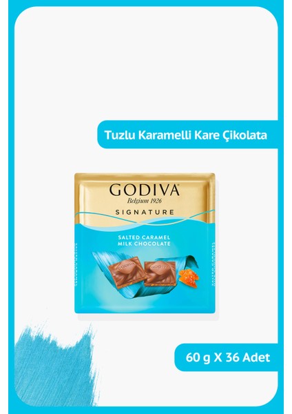 Tuzlu Karamelli Sütlü Kare Çikolata - 60 Gram - 36 Adet