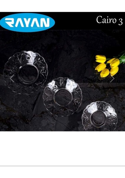 6'lı Cam Tabak Güneş Yıldız Gül 3 Model -G-405