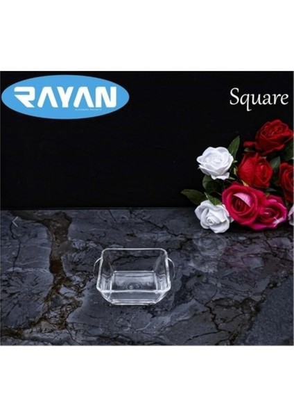 Square Tekli Kare Cam Kahvaltılık Kase ROYALEKS-25057
