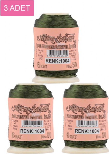 3 Adet Altınbaşak Oya ve Dantel İpi 20 gr - - No: 1004