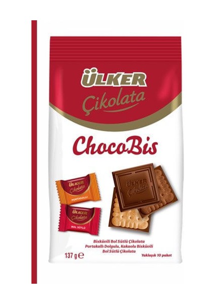 Mini Kare Çikolata Mix Poşet - Chocobis - 137 Gram - 12 Adet