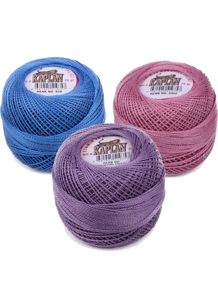 3 Adet Kaplan Etamin Ve Kanaviçe İpi 8 No Kod/Renk: 820 - 3352 - MUNZUR ÇİÇEĞİ -
