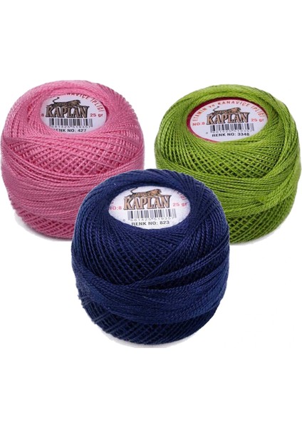 3 Adet Kaplan Etamin Ve Kanaviçe İpi 8 No Kod/Renk: 427 - 3348 - 823 -