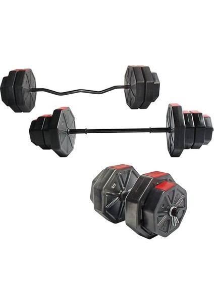 Spor 50 kg (150 Cm) Düz Bar + Z Bar Dambıl Dumbell Ağırlık Halter Full Set Kırmızı Kapaklı fırsatları