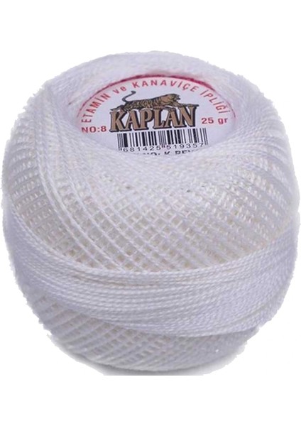 Kaplan Etamin ve Kanaviçe Ipi 8 No Kod/renk: K.beyaz -