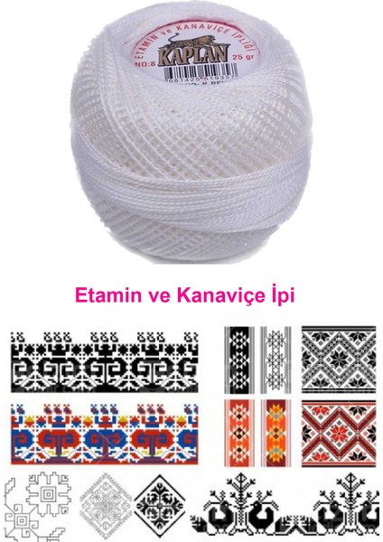 Kaplan Etamin ve Kanaviçe Ipi 8 No Kod/renk: K.beyaz - fiyatları