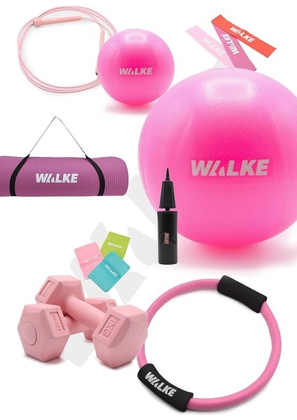 14 Parça Lüx Pilates Seti 55 cm Pilates Topu Pilates Matı Pilates Çemberi 2 x 1 kg Dambıl