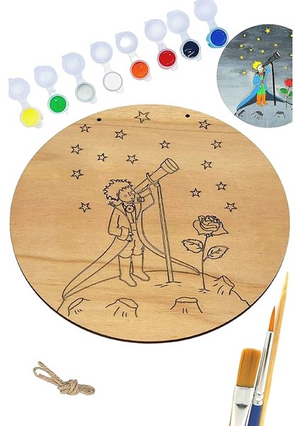 Inside Küçük Prens Ahşap Boyama Tuval Seti 20 cm Hediye Hobi Kiti Canlı Renkler ile Eğlenceli