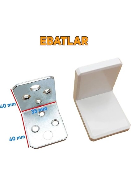 Plastik Kapaklı Mobilya Dolap Köşe Bağlantı Sabitleme L Demir Köşebent Gönye 40X40X35 mm (10 Adet) fırsatları