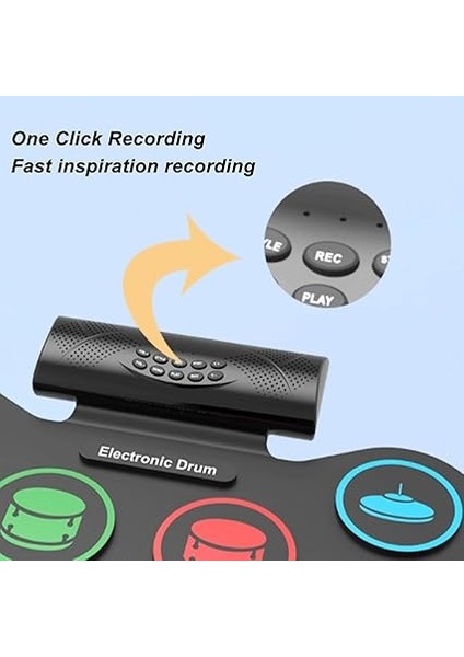 Electronic Drum, 9 Pads Renkli Davul Uygulama Pedi Harici Ses ve Bt Desteği ile Set, Taşınabilir Dijital Davul Kiti fiyatları