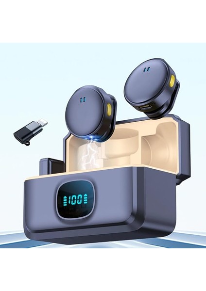 Mıknatıslı Kablosuz Yaka Mikrofonu Çift Mikrofon iPhone 16 ile Uyumlu Type-C/lightning Portlu Telefon Pc Tablet Video Kayıt Röportaj Canlı Yayın Vlog Kablosuz Mikrofon 985