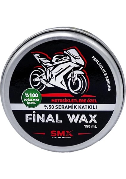 Motosikletlere Özel%50 Katkılı Final Wax 150 Ml,hediye Takoz Cila Süngeri