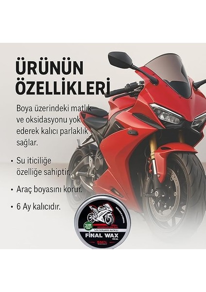 Motosikletlere Özel%50 Katkılı Final Wax 150 Ml,hediye Takoz Cila Süngeri modelleri