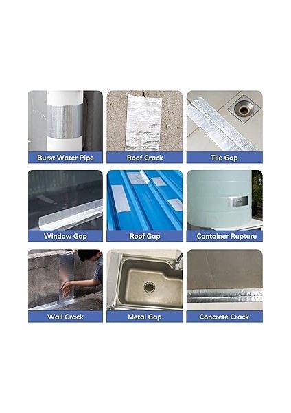 Metre x 10 cm Alüminyum Su Geçirmez Bant,sızdırmazlık Bandı, Güçlendirilmiş Çamur Bant, Havuz, Delik, Boru, Çatı, Karavanda Sızdırmazlık ve Sabitleme Için Kalın Onarım Bandı fırsatları