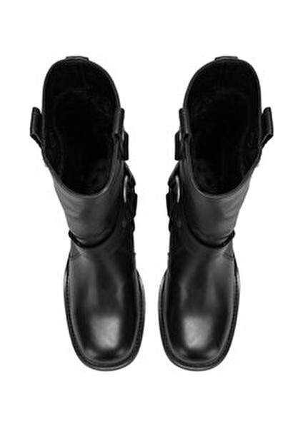 Kadın Deri Kovboy Çizme Siyah