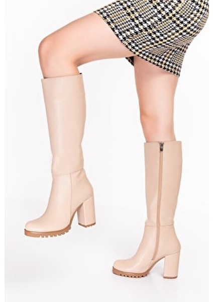 Kadın Günlük Çizme UN001-0118 Bej Süet/40