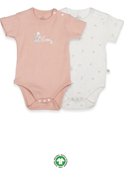 Flying Bloom White Yarım Kol 2'li Body 17118 Ekru Gül Kurusu