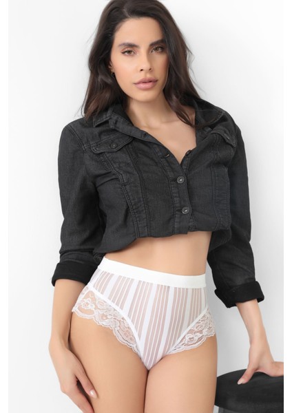 Beyaz Kadın Çizgili Külot VERONICA-K1010 modelleri