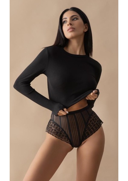 Siyah Kadın Çizgili Külot VERONICA-K1008 modelleri