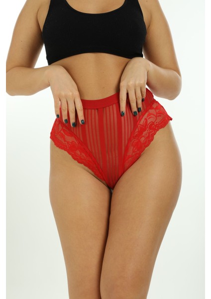 Kırmızı Kadın Çizgili Külot VERONICA-K1009 fırsatları