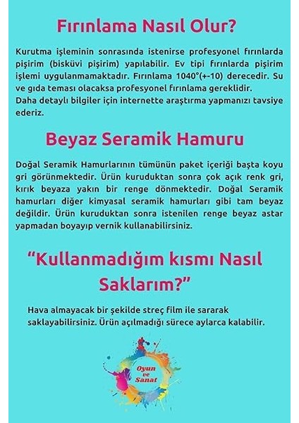 Doğal Seramik Hamuru 2’li Beyaz Seramik Başlangıç Seti 1000 gr Kil Hamuru ve 6'lı Boya ile Fırça modelleri