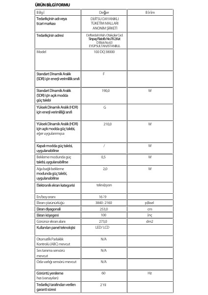 100 DQ 38000 100'' 253 Ekran Uydu Alıcılı 4K Ultra HD QLED Google TV fiyatları