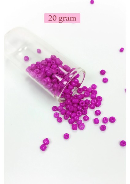 Dökme Cam Kum Boncuk Büyük Boy (6/0) 4 mm - 20 Gram - Fuşya - BNC099