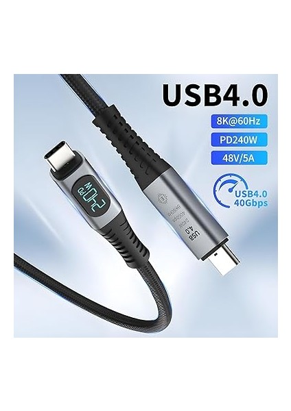 BXCC244 Usb4 Thunderbolt 4/3 Uyumlu Pd 240W 40GBPS 8k 60Hz Ultra Hd Dijital Ekran Göstergeli Şarj, Data ve Görüntü Kablosu 1 Metre fiyatları